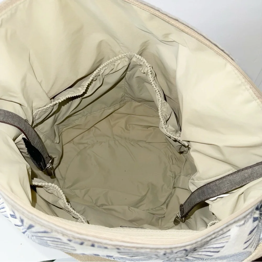 Oioi Be Spicy Diaper Bag Messenger Navy Medallion on Ivory Design